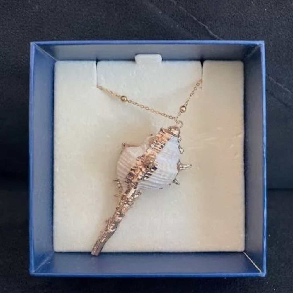 STAUER Oceanus Amphitrite Shell Necklace yellow gold NEW